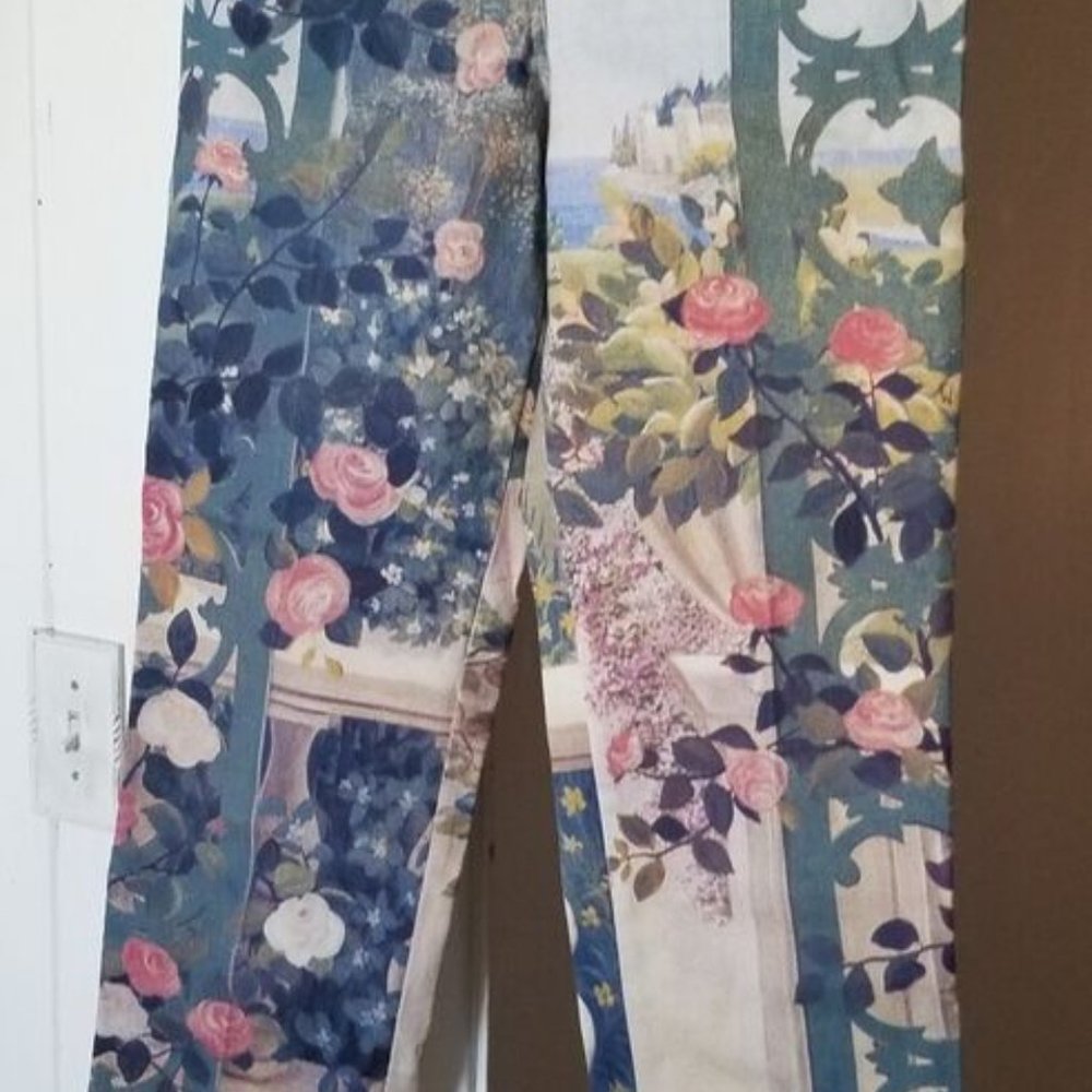 ST. JOHN Sport vintage castle country print size 4 denim pants jeans RARE